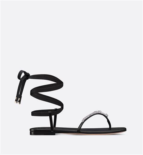 Dior Eclat Thong Sandal Black Lambskin with Black and White 